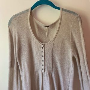 Tan / cream Free People sweater dress w/ buttons